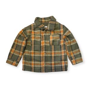 NWOT OLD NAVY Sherpa Lined Plaid Shacket Green Baby Unisex size 24M